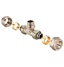 Тройник для металлопластика обжимной с нар.резьбой