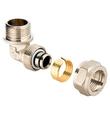 Муфта угловая для металлопластика обжимная с переходом на нар.резьбу